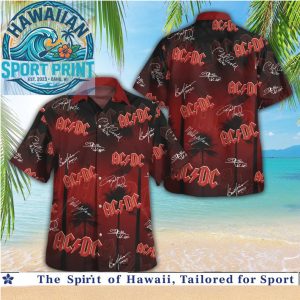 ACDC Signature Red Tropical Sunset Palm Tree Hawaiian Shirt