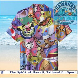 Abstract Colorful Cute Cats Artistic Style Tropical Hawaiian Shirt