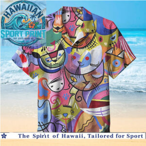 Abstract Colorful Cute Cats Artistic Style Tropical Hawaiian Shirt