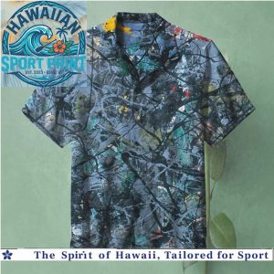 Abstract Paint Splatter Artistic Grunge Style Hawaiian Shirt