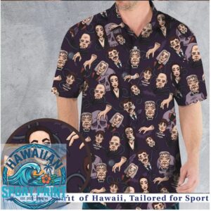 Addams Family Spooky Gothic Characters Comedy Horror Hawaiian Shirt