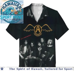 Aerosmith Rock Band Vintage Logo Nine Lives Tour Hawaiian Shirt