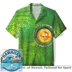 Alice Cooper Billion Dollar Babies Green Snakeskin Coin Art Hawaiian Shirt