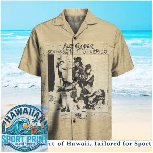 Alice Cooper School's Out Vintage Rock Band Graphic Hawaiian Shirt