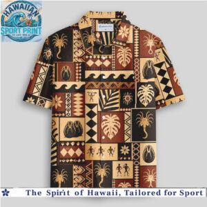 Alien Facehugger Tribal Patchwork Brown Hawaiian Shirt