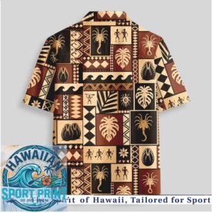 Alien Facehugger Tribal Patchwork Brown Hawaiian Shirt