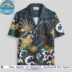 Alien Japanese Wave Chrysanthemum Tropical Hawaiian Shirt