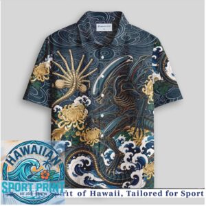 Alien Japanese Wave Chrysanthemum Tropical Hawaiian Shirt