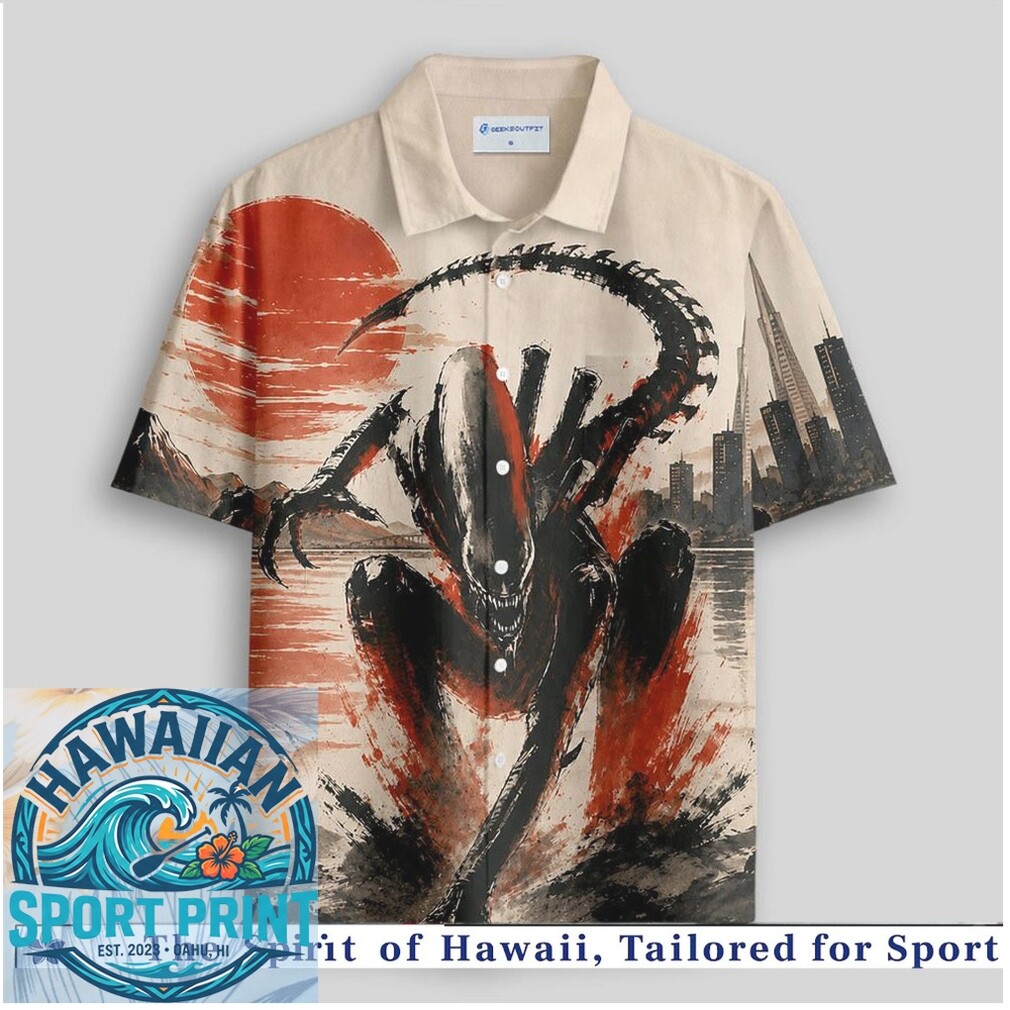 Alien Xenomorph Red Sun Japanese Art Hawaiian Shirt Alien Xenomorph Red Sun Japanese Art Hawaiian Shirt