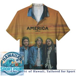 America Band Sunset Palm Tree Vintage Music Hawaiian Shirt