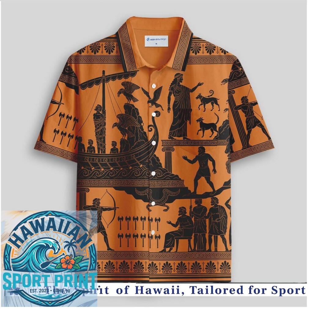 Ancient Greek Mythology Black Figure Pottery Hawaiian Shirt Ancient Greek Mythology Black Figure Pottery Hawaiian Shirt