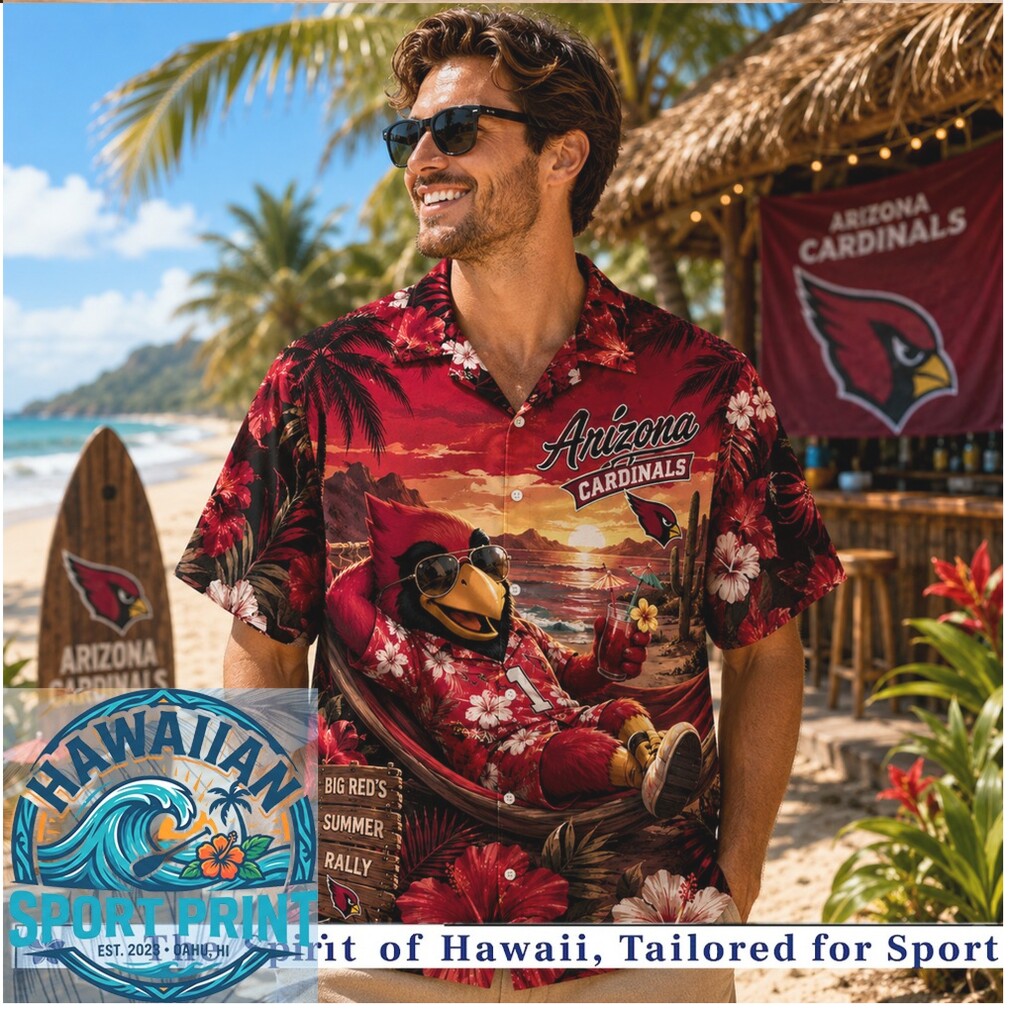 Arizona Cardinals Big Red Mascot Tropical Sunset Aloha Hawaiian Shirt Arizona Cardinals Big Red Mascot Tropical Sunset Aloha Hawaiian Shirt