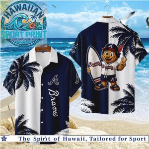 Atlanta Braves Mascot Surfing Summer Tropical Hawaiian Shirt