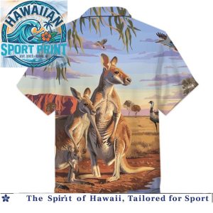 Australian Outback Kangaroo Wildlife Nature Hawaiian Shirt