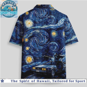 Back to the Future Time Machine Starry Night Hawaiian Shirt