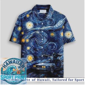Back to the Future Time Machine Starry Night Hawaiian Shirt