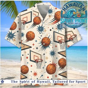 Basketball Hoop Artistic Pattern Sports Retro Tropical Beach Shirt