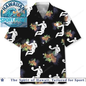 Basketball Player Silhouette Tropical Floral Summer Hawaiian Shirt