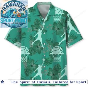 Basketball Player Tropical Palm Leaves Summer Hawaiian Shirt
