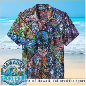 Batman Comic Book Stained Glass Superhero Dark Knight Hawaiian Shirt