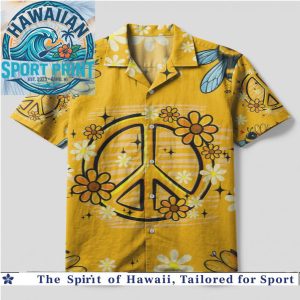 Bee Kind Daisy Flower Retro Peace Sign Boho Hawaiian Shirt