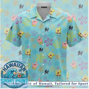 Spongebob Patrick Miami Baseball Cartoon Aloha Hawaiian Shirt