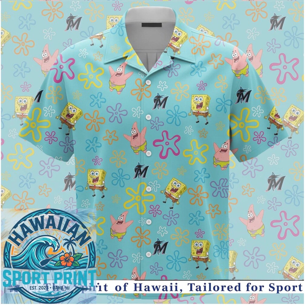 Spongebob Patrick Miami Baseball Cartoon Aloha Hawaiian Shirt Spongebob Patrick Miami Baseball Cartoon Aloha Hawaiian Shirt