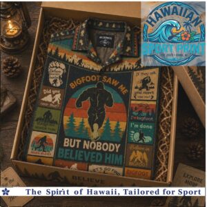 Bigfoot Saw Me Retro Vintage Funny Sasquatch Hawaiian Shirt