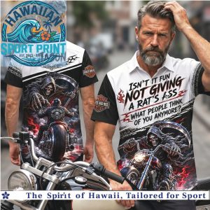Biker Reaper Skeleton Motorcycle Baddass Quote Custom Name Hawaiian Shirt