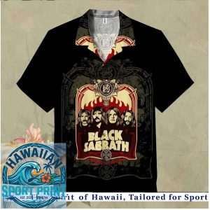 Black Sabbath Band Members Gothic Fire Retro Hawaiian Shirt