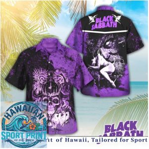 Black Sabbath Heavy Metal Rock Band Skull Purple Gothic Hawaiian Shirt