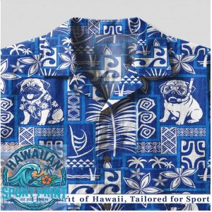 Blue Pug Pattern Island Tribal Style Summer Hawaiian Shirt