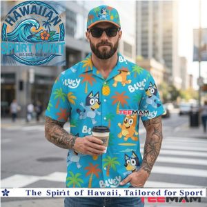 Bluey And Friends Tropical Palm Tree Summer Hawaiian Shirt