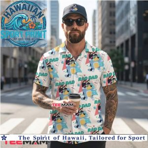 Bluey Rad Dad 90s Retro Style Father's Day Hawaiian Shirt