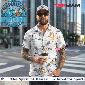 Bluey Sailing Sunset Beach Tropical Vacation Hawaiian Shirt