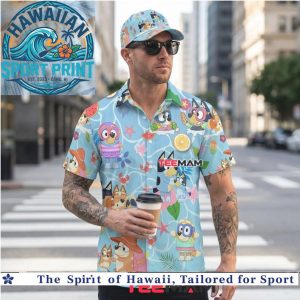 Bluey Summer Beach Party Tropical Pattern Hawaiian Shirt