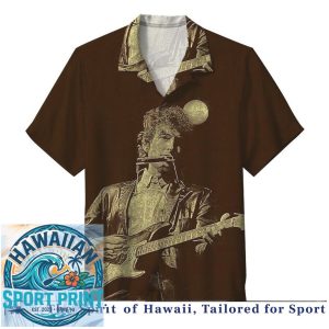 Bob Dylan Folk Rock Music Acoustic Guitar Portrait Hawaiian Shirt