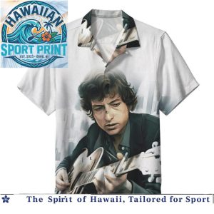 Bob Dylan Folk Rock Music Acoustic Guitar Portrait Hawaiian Shirt