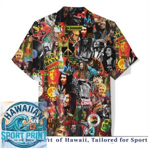 Bob Marley Reggae Legend Vintage Collage Music Hawaiian Shirt