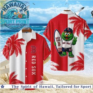 Boston Red Sox Mascot Surfing Tropical Summer Hawaiian Shirt