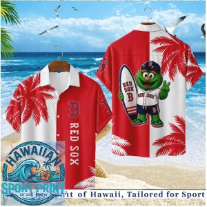 Boston Red Sox Mascot Surfing Tropical Summer Hawaiian Shirt