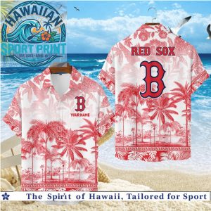 Boston Red Sox Vintage Palm Tree Tropical Summer Hawaiian Shirt