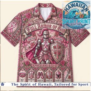 Breast Cancer Awareness Full Armor of God Christian Pink Hawaiian Shirt