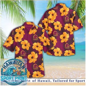 Brisbane Broncos NFL Team Yellow Hibiscus Tropical Aloha Beach Shirt