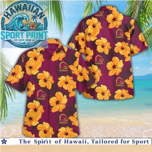 Brisbane Broncos NFL Team Yellow Hibiscus Tropical Aloha Beach Shirt