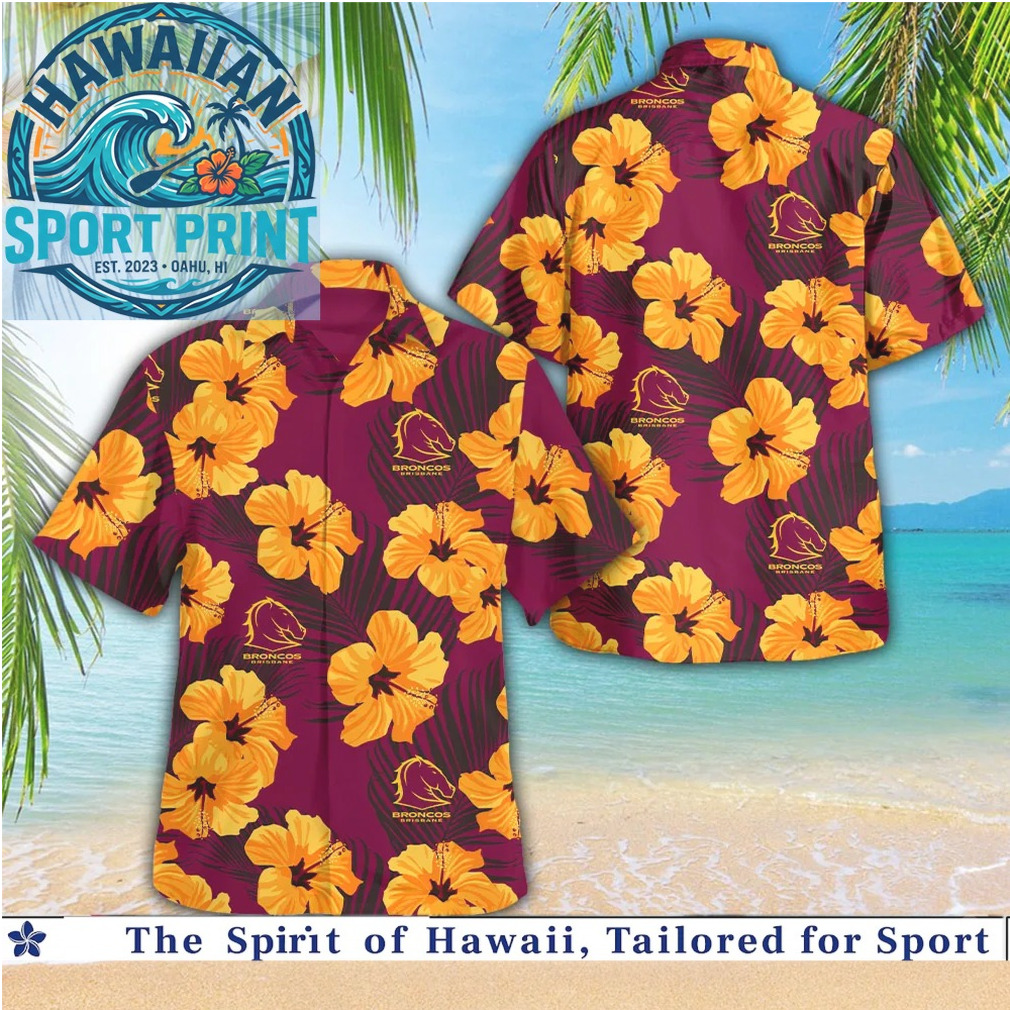 Brisbane Broncos NFL Team Yellow Hibiscus Tropical Aloha Beach Shirt Brisbane Broncos NFL Team Yellow Hibiscus Tropical Aloha Beach Shirt