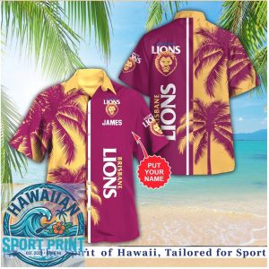 Brisbane Lions AFL Team Palm Tree Tropical Aloha Hawaiian Shirt