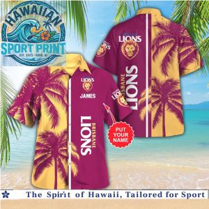 Brisbane Lions AFL Team Palm Tree Tropical Aloha Hawaiian Shirt