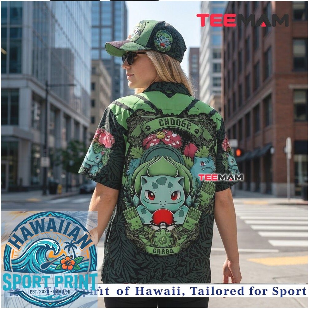 Bulbasaur Grass Type Pokémon Tropical Forest Hawaiian Shirt Bulbasaur Grass Type Pokémon Tropical Forest Hawaiian Shirt