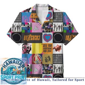 Buzzcocks Punk Rock Band Collage Art Retro Hawaiian Shirt
